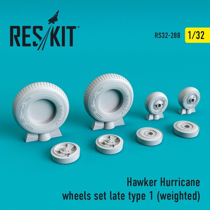 1/32 Hawker Hurricane wheels set late type 1 (weighted)