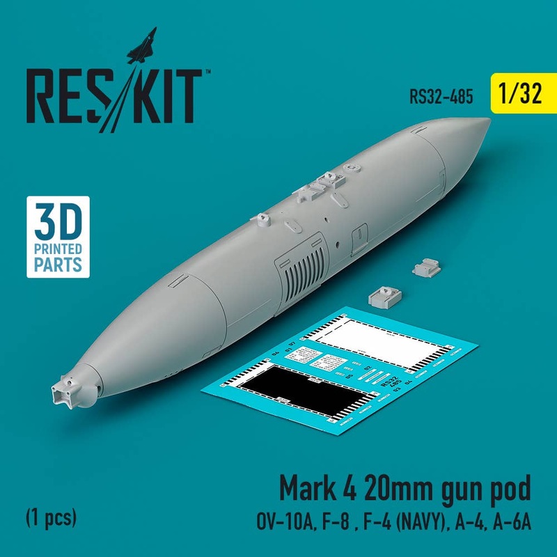 1/32 Mark 4 20mm gun pod  (1 pcs) (OV-10A, F-8 , F-4 (USN), A-4, A-6A) (3D Printed)