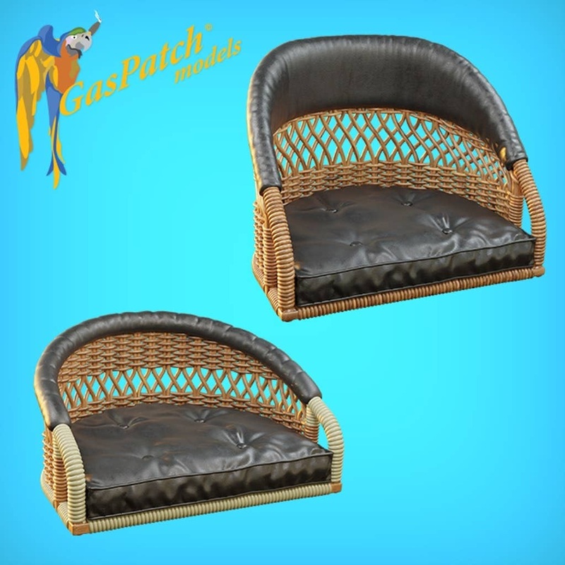 1/16 Wicker seat perforated back - shorty small leather pad - tall big leather pad