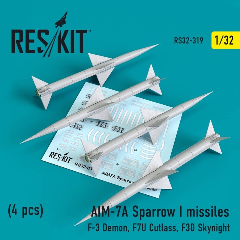 1/32 AIM-7A Sparrow I missiles (4pcs) (F-3 Demon, F7U Cutlass, F3D Skynight)