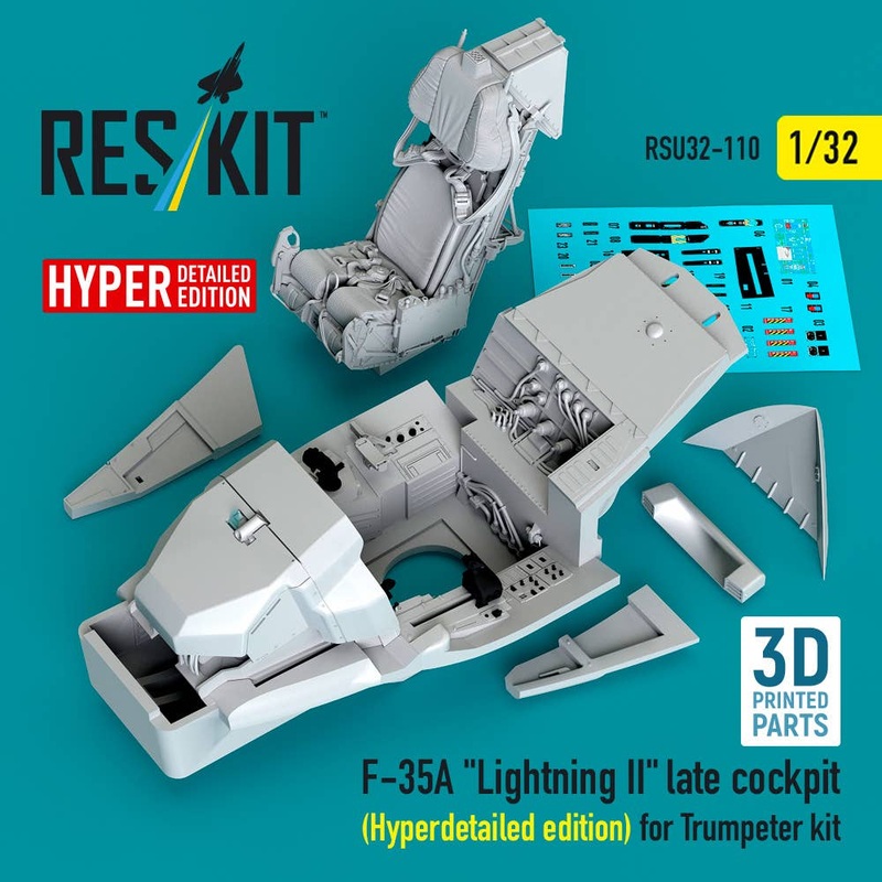 1/32 F-35A Lightning II late cockpit (Hyperdetailed edition) for Trumpeter kit (3D Printed)