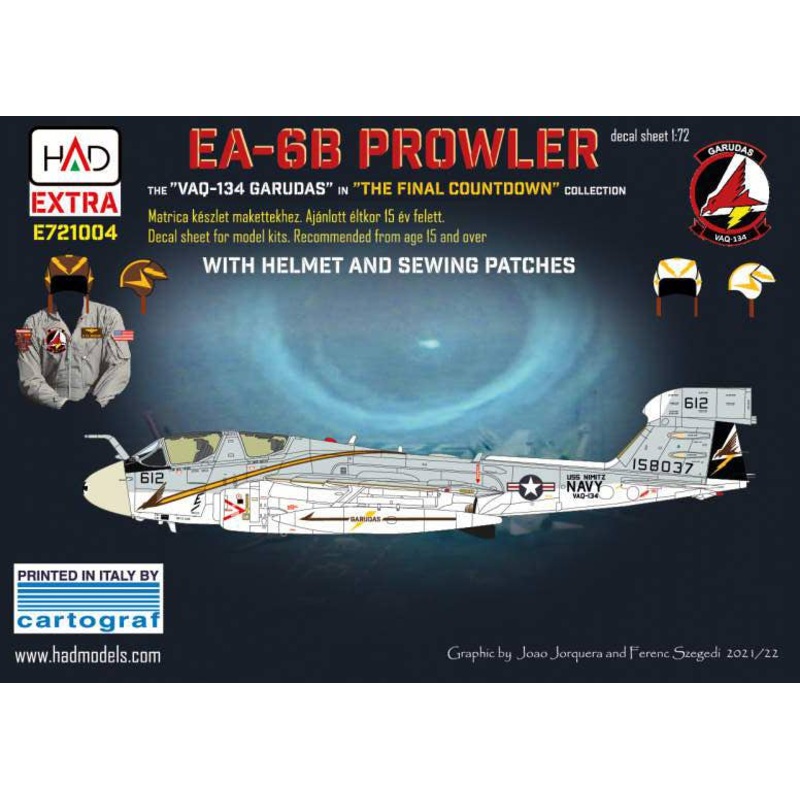 1/72 EA-6B Prowler VAQ-134 GARUDAS decal w/helmet and patch decals