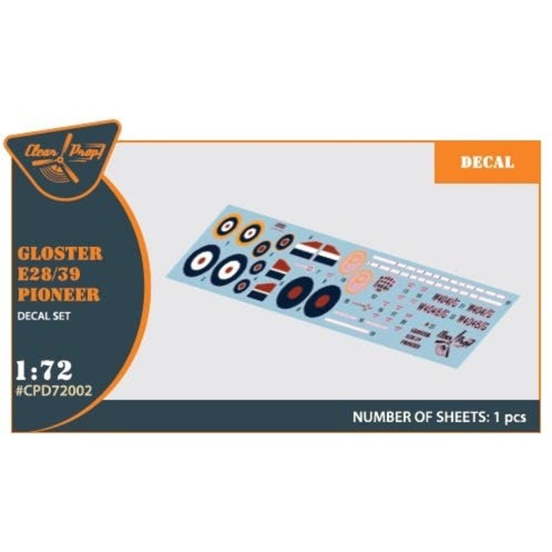 1/72 Gloster E28/39 Pioneer Decal Set (for Clear Prop!)