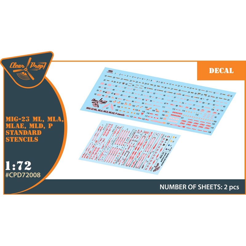1/72 MiG-23ML, MLA, MLD, P, MLAE standard stencils for CP kits and other