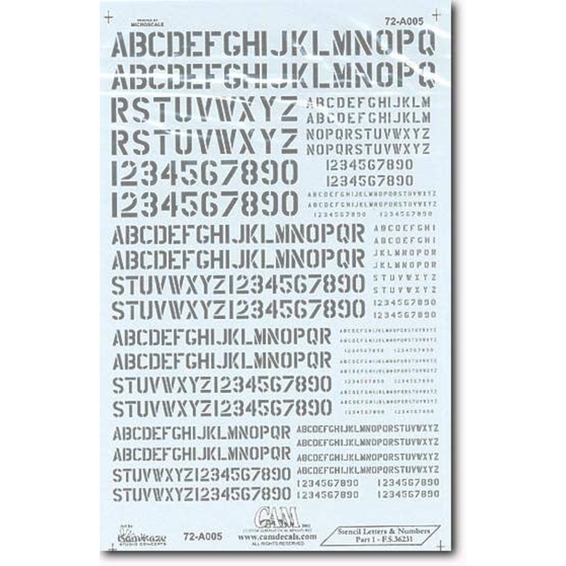 1/72 Stencil Letters & Numbers Grey