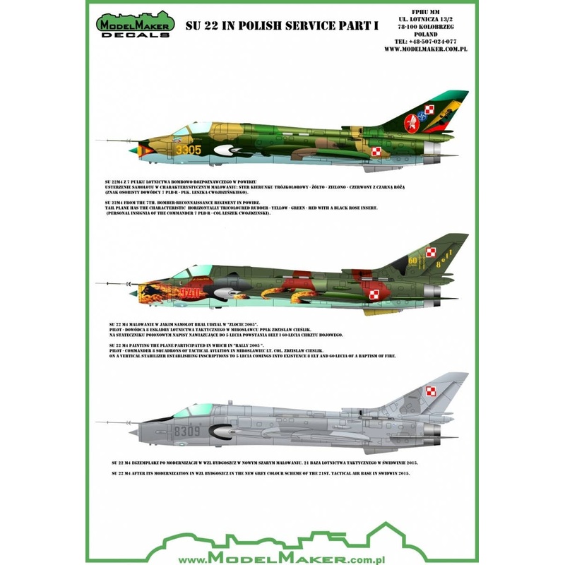 1/72 Sukhoi Su-22 Polish AF Part1 Decal 3pcs