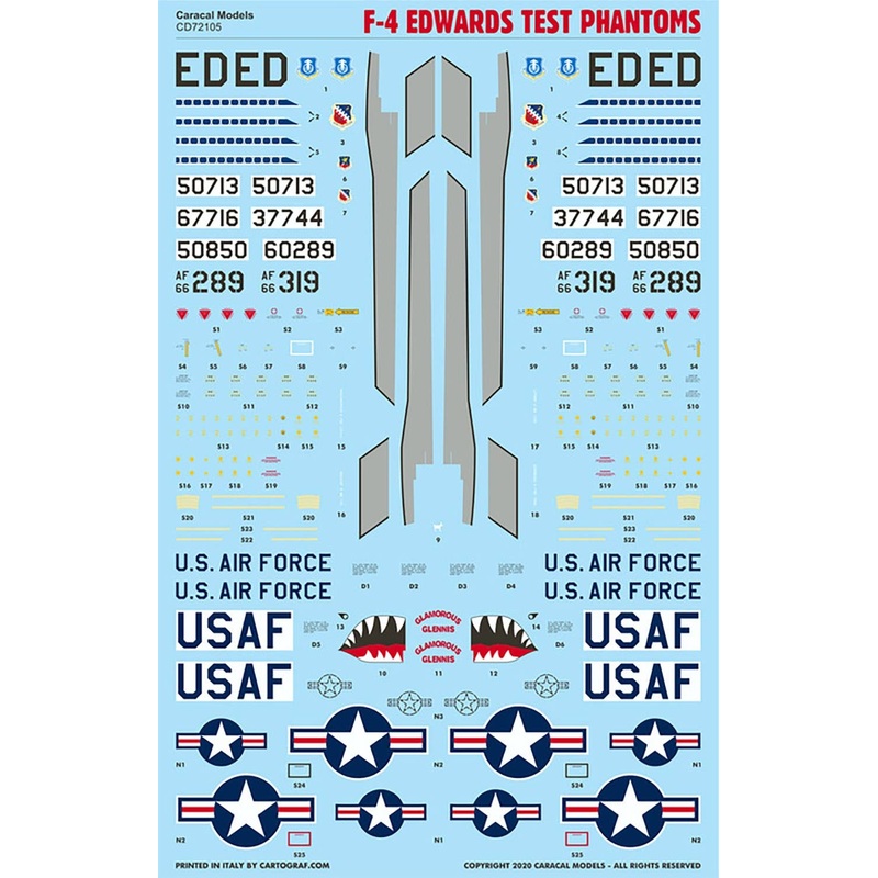 1/72 US Air Force F-4 Edwards Test Phantoms Decal