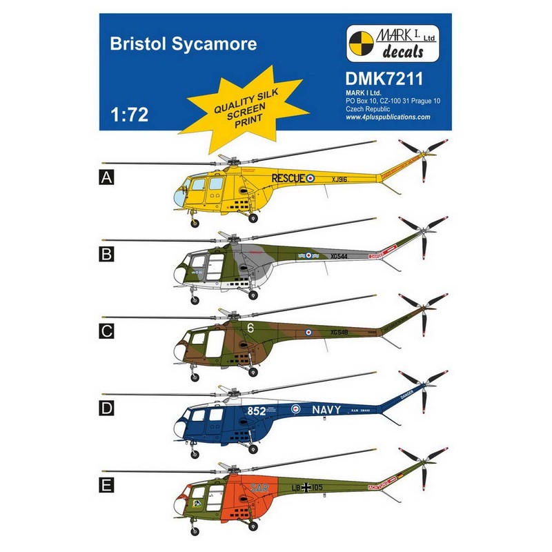 1/72 Bristol Sycamore (5x Camo Schemes), for S&M, DF Helostuff, CMR