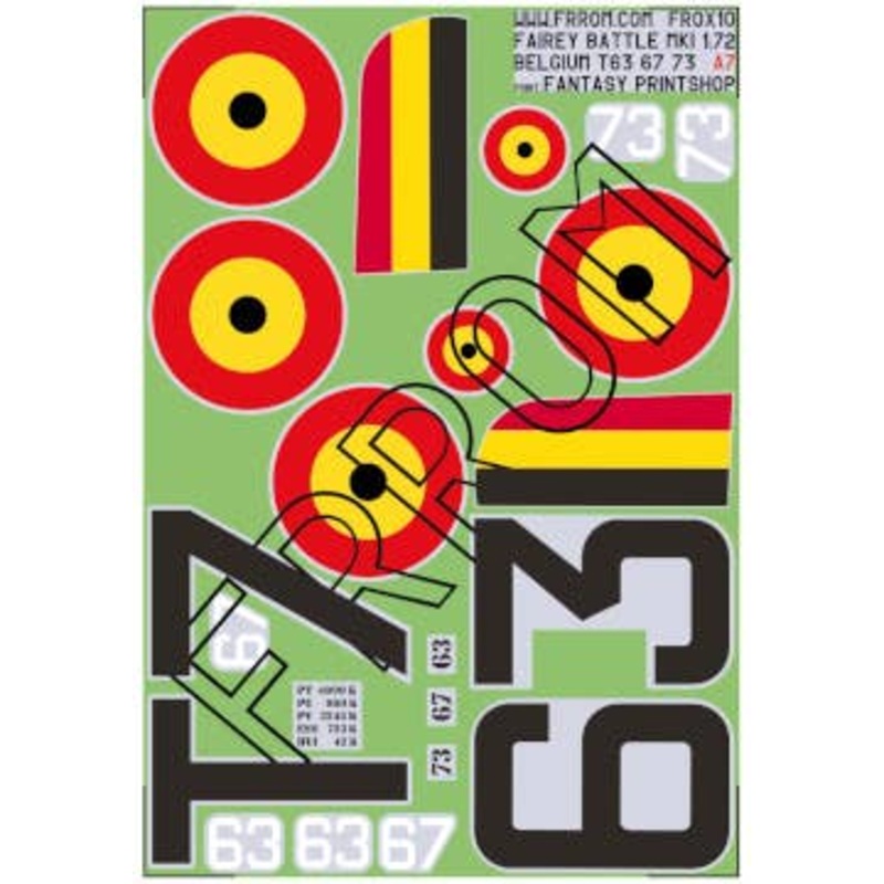 1/72 Fairey Battle Belgium Decals
