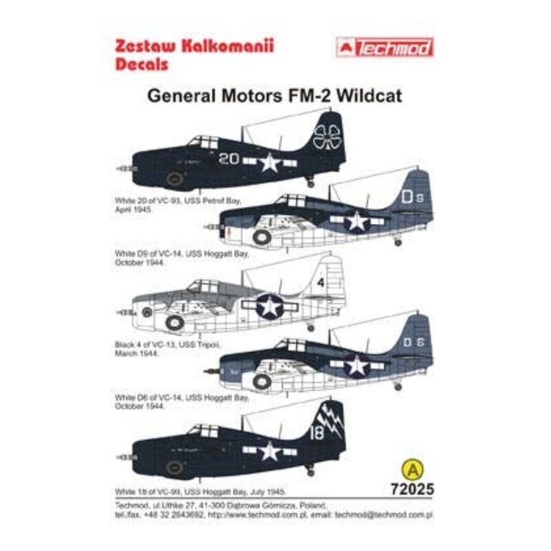 1/72 General Motors FM-2 Wildcat Decal #1