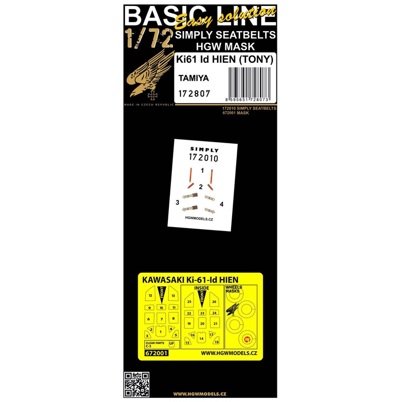 1/72 Ki-61 HIEN 3D Decal seatbelt w/paint mask (BASIC LINE: seatbelts + masks / for Tamiya)