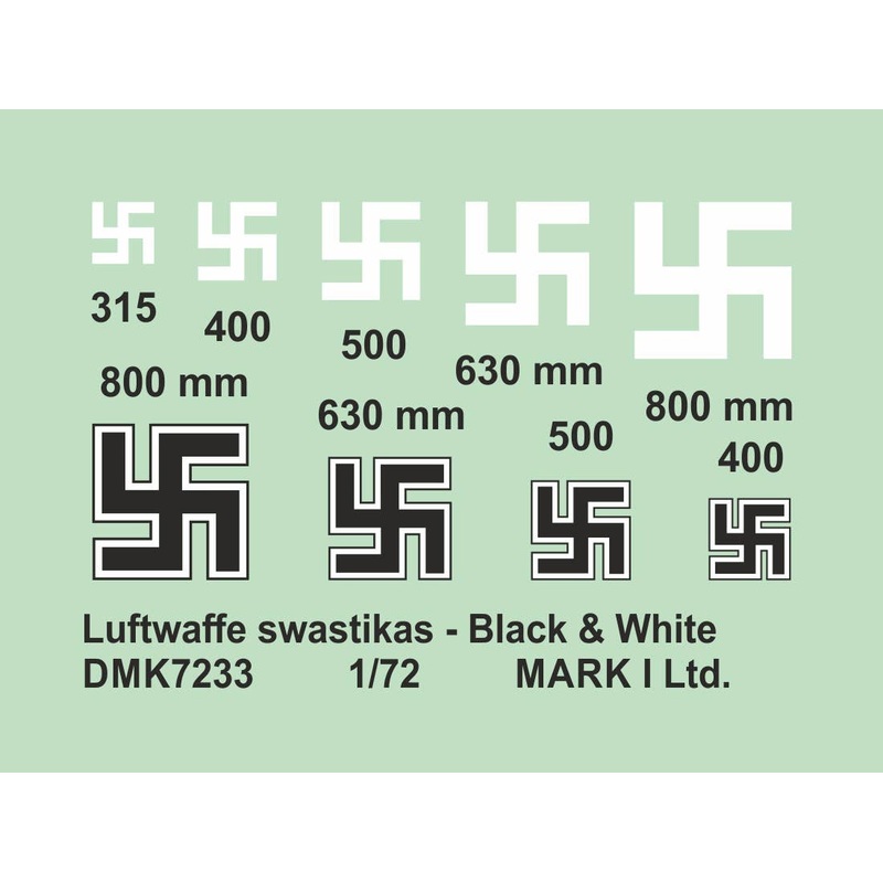 1/72 Luftwaffe Swastikas - Black & White, 2 sets
