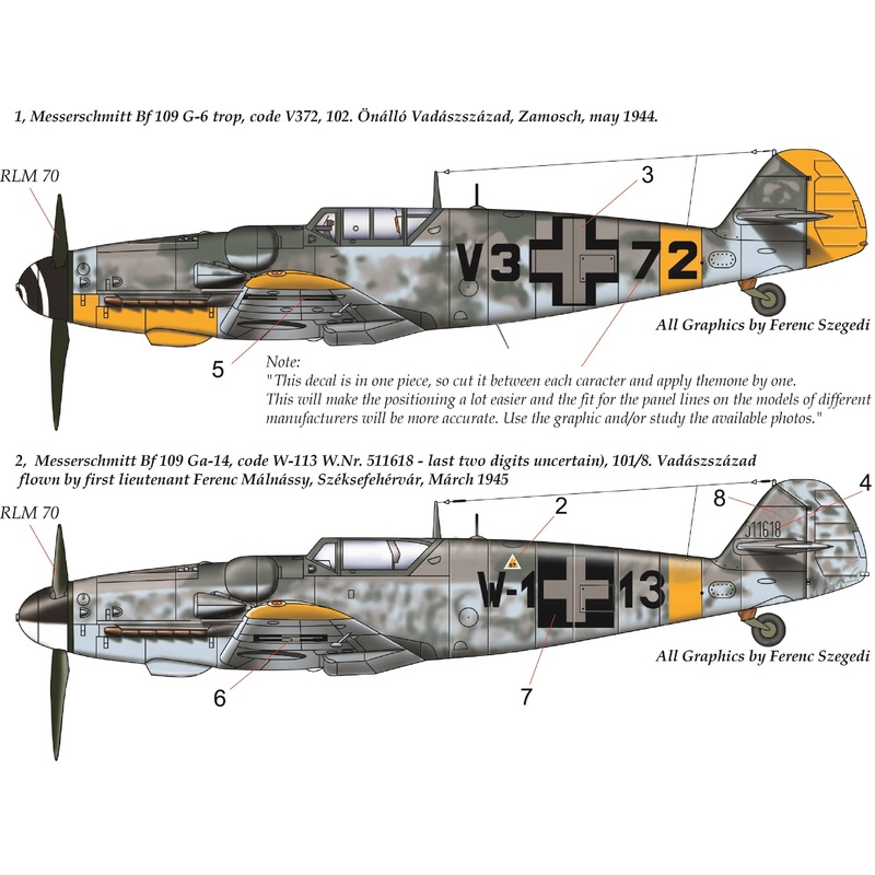 1/72 Messerschmitt Bf 109 G-14 / G-6 Trop Decal Sheet