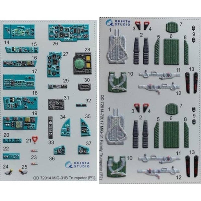 1/72 MiG-31B 3D-Printed & Coloured Interior On Decal Paper (for Trumpeter kit)