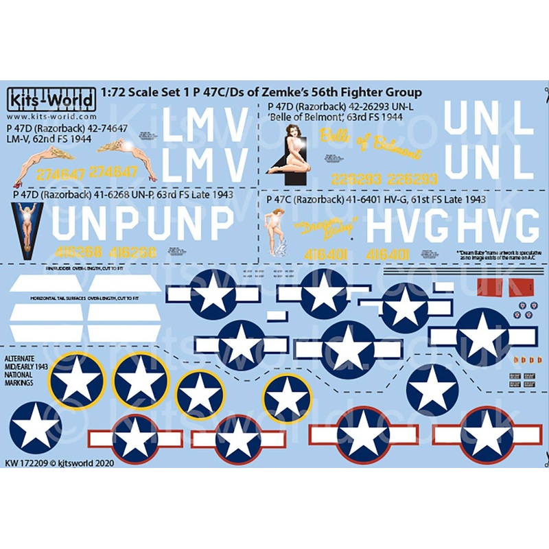 1/72 P 47C/D Thunderbolts of Hub Zemke's 56th Fighter Group