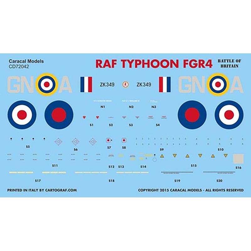 1/72 Royal Air Force Typhoon FGR4 Battle Of Britain Decal