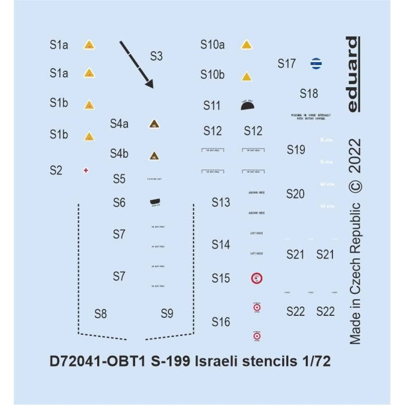 1/72 S-199 Israeli stencils (for EDUARD)