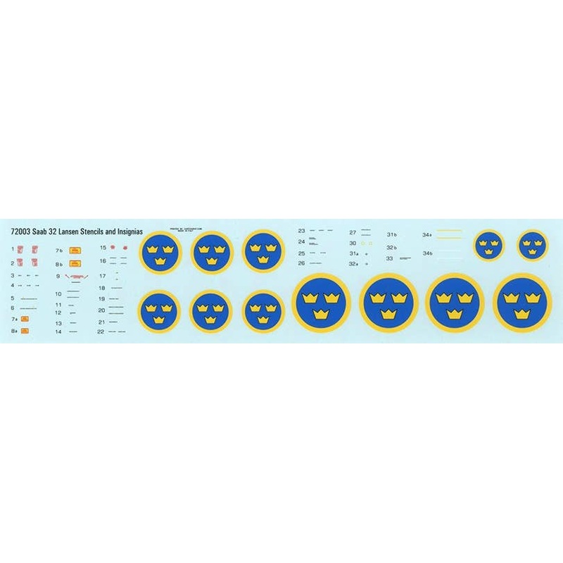 1/72 Saab 32 Lansen Stencils and Insignias (For Heller, Tarangus)