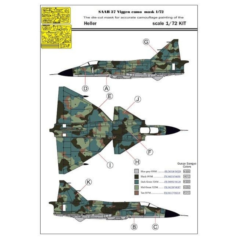 1/72 SAAB 37 Viggen Camo Mask