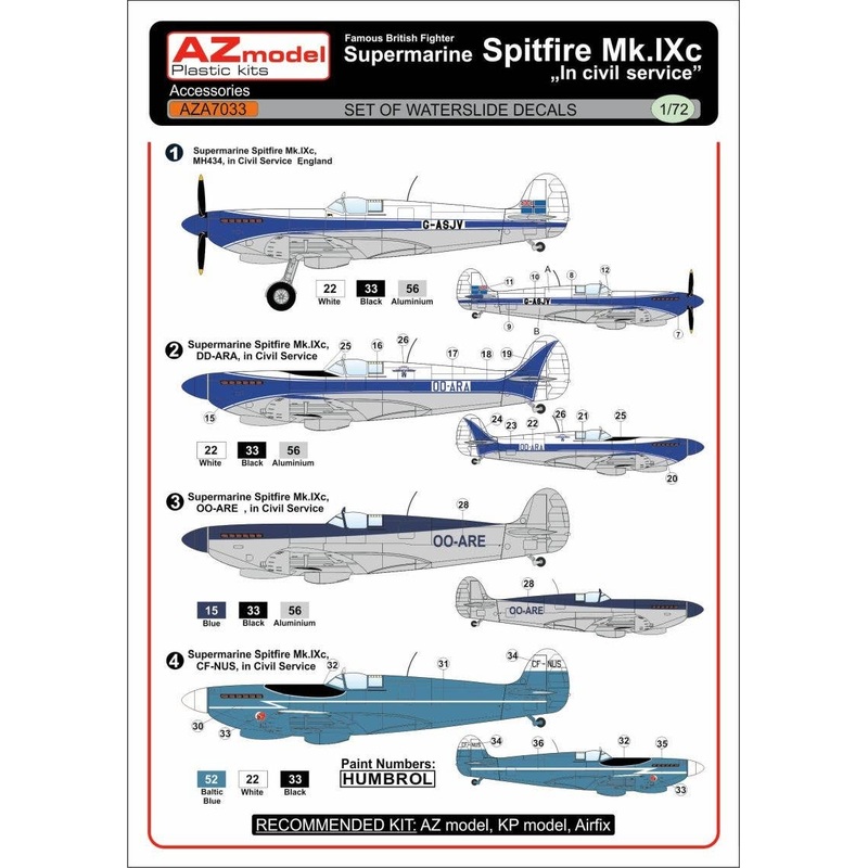 1/72 Spitfire Mk.IXc Civil 4 x Decal