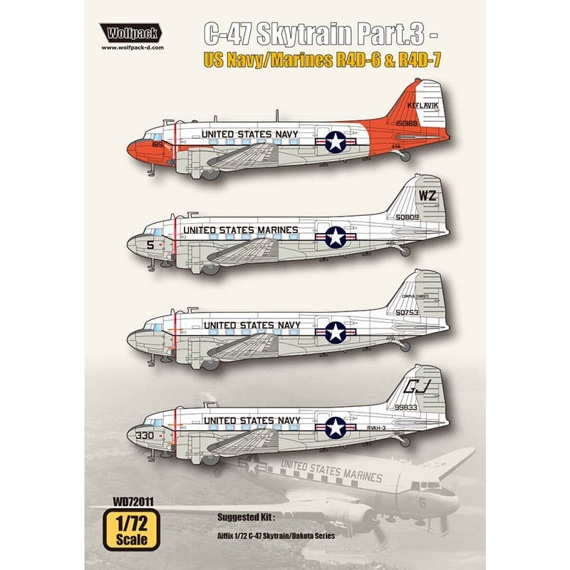 C-47 Skytrain Part 3 US Navy / Us Marine Corps R4D-6 & R4D-7 (for 1/72 Airfix)