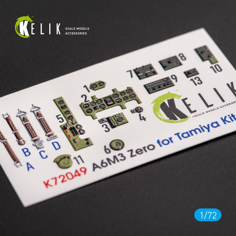 1/72 A6M3 Zero - interior 3D decals for Tamiya kit