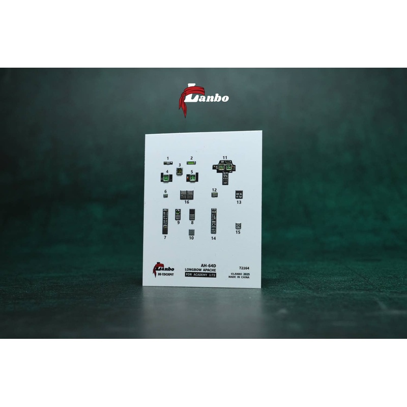 1/72 AH-64D 3D interior decal (for. ACADEMY)