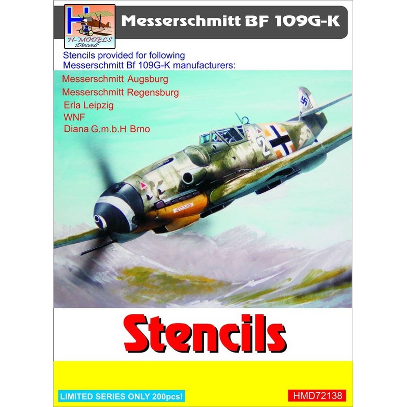 1/72 Bf 109G/K Stencils (Sets for 5 Different a/c Manufacturers)