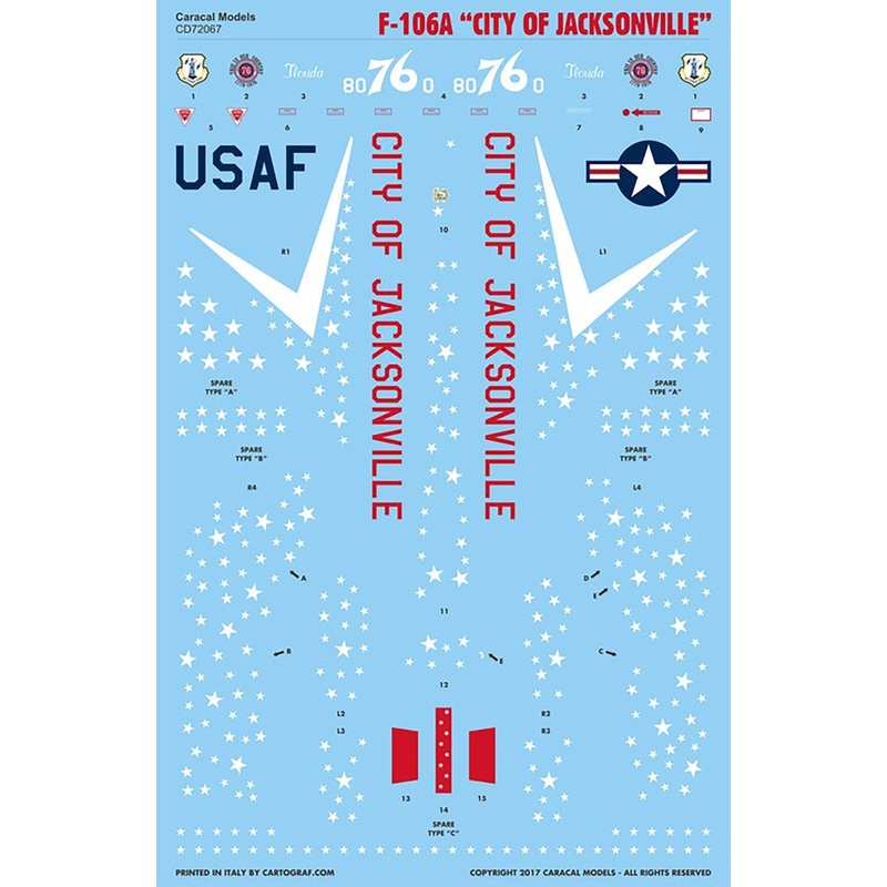 1/72 California Air Force F-106A City of Jacksonville Decals