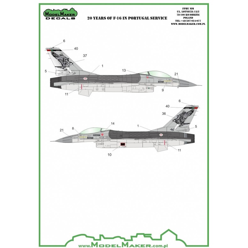 1/72 F-16A Portugal 20th Anniversary Color Decal