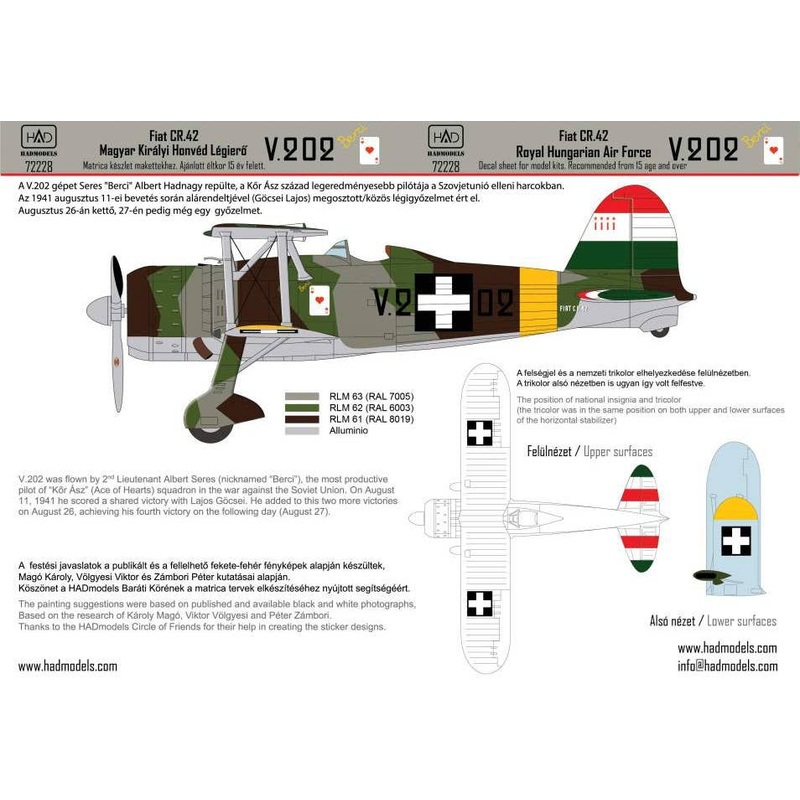 1/72 Fiat CR.42 Royal Hungarian Air Force V.202