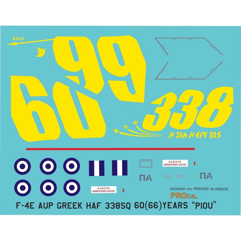 1/72 Greek Air Force F-4E Phantom 338th Airplane 60th Anniversary PIOU Decal Set