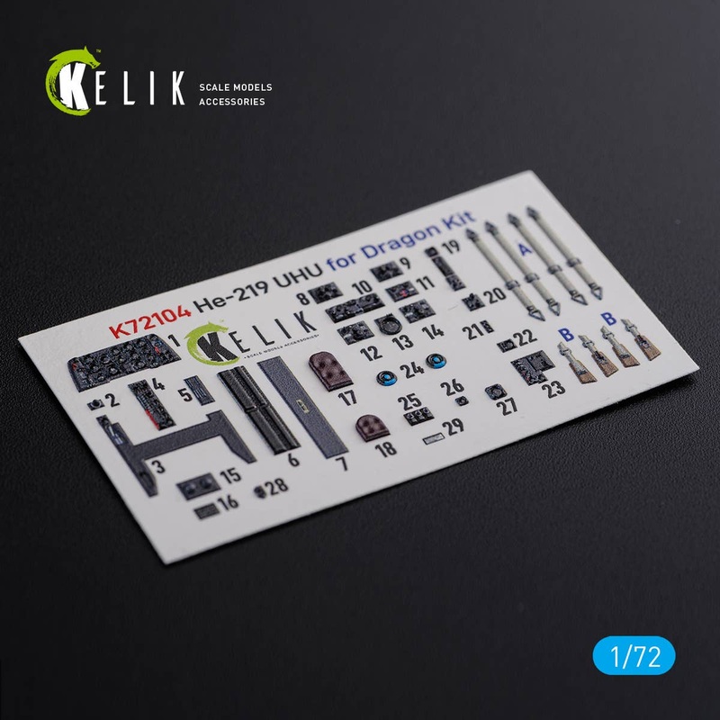 1/72 HE-219 UHU interior 3D decals for Dragon kit