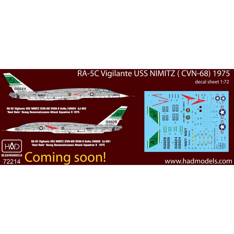 1/72 RA-5C Vigilante 1 USS Nimitz with Full Stencil