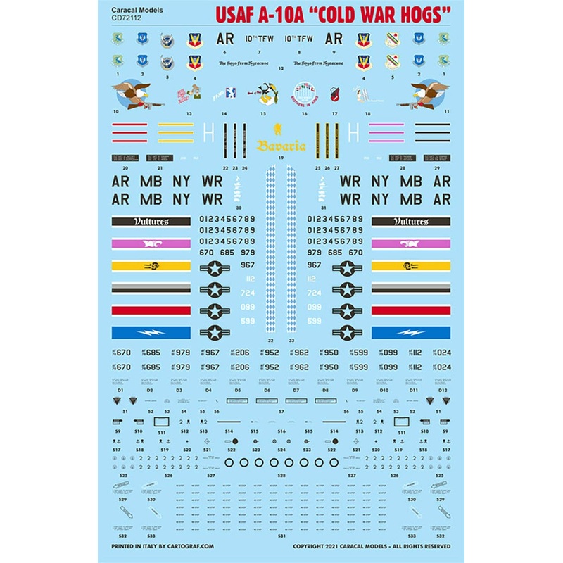 1/72 U.S. Air Force A-10A Cold Warhog Decal