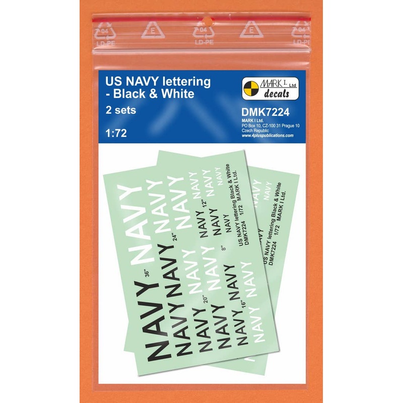 1/72 US Navy lettering - Black & White, 2 sets