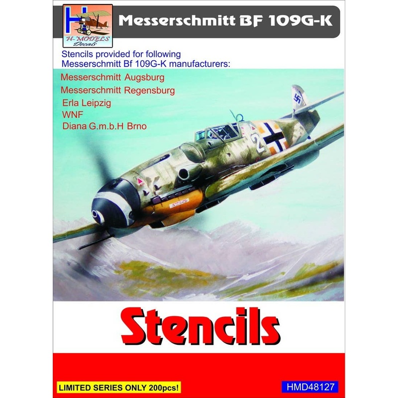 1/48 Bf 109G/K Stencils (Sets for 5 Different a/c Manufacturers)