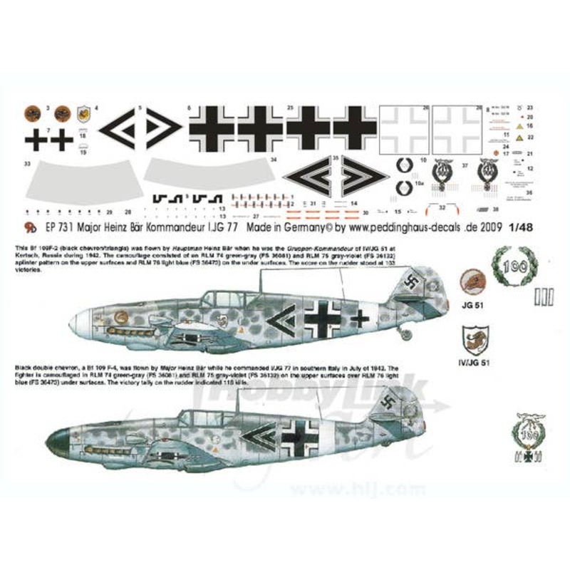 1/48 Bf109F Hauptmann Heinz Bar