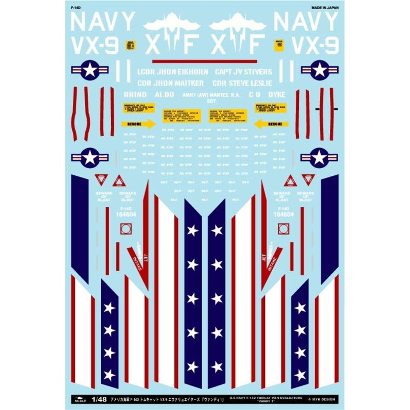 1/48 F-14D Tomcat VX-9 Evaluators Vandy 1 Decal