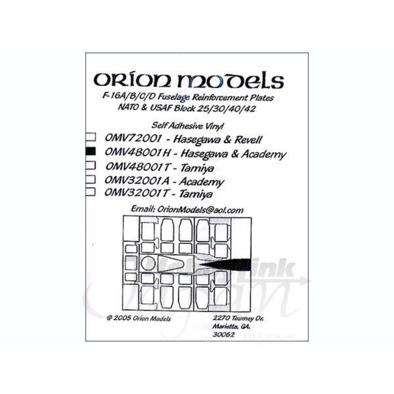 1/48 F-16A/B/C/D Fuselage Reinforcement Plates NATO & USAF Block 25/30/40/42 (for Hasegawa & Academy)