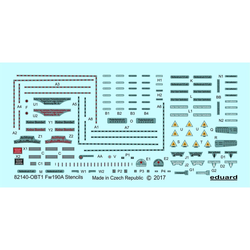 1/48 Fw 190 A Stencils (for Eduard)