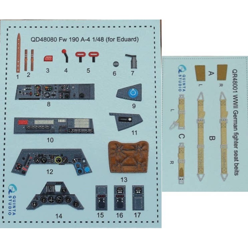1/48 Fw190A-4 3D-Printed & Coloured Interior Decal (for Eduard kit)
