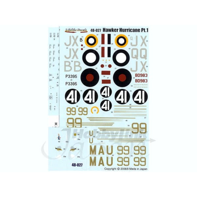 1/48 Hawker Hurricane Part 1 Decals (English instructio