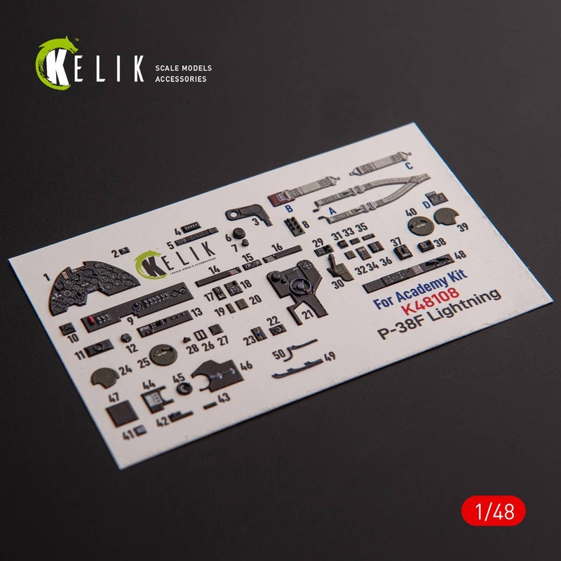 1/48 P-38F Lightning - interior 3D decals for Academy kit