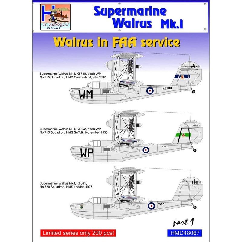 1/48 Supermarine Walrus Mk.I Part 1 in FAA Service
