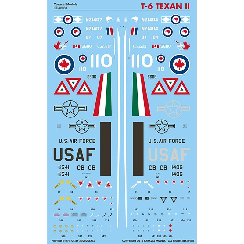 1/48 T-6 Texan II / Ct-156 Harvard II Decal Set