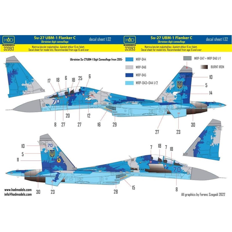 1/48 Ukrainian Su-27UBM-1 Flanker C Flanker B Marking decal