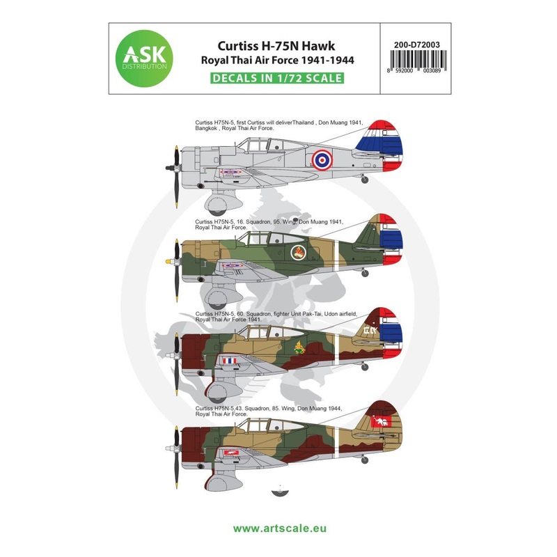 1/72 Curtiss H-75N Hawk Royal Thai Air Force 1941-1944