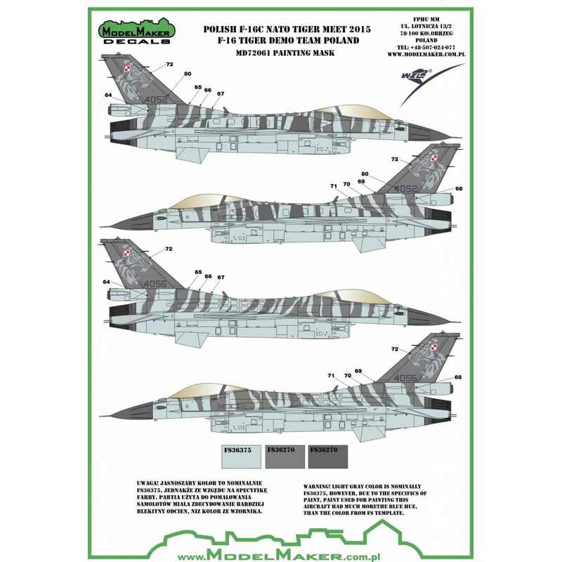 1/72 F-16C Polish AF 2015 Tiger Meet Decals