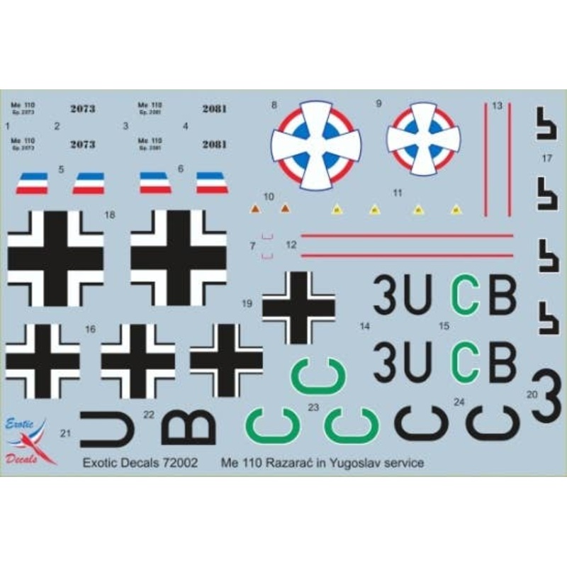 1/72 Me110 Lazarats Yugoslav Air Force Me110